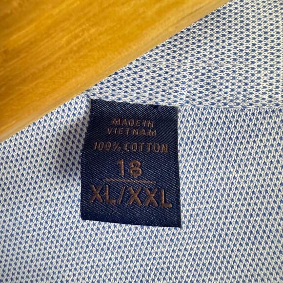 DAVID DONAHUE BUTTON UP COTTON COLLARED SHIRT IN BLUE NWT MEN'S SIZE 18/XL-XXL - Picture 7 of 12